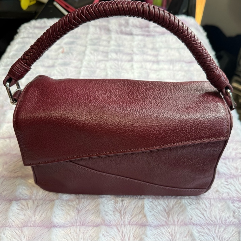 Women's Burgundy Leather Top-Handle Bag